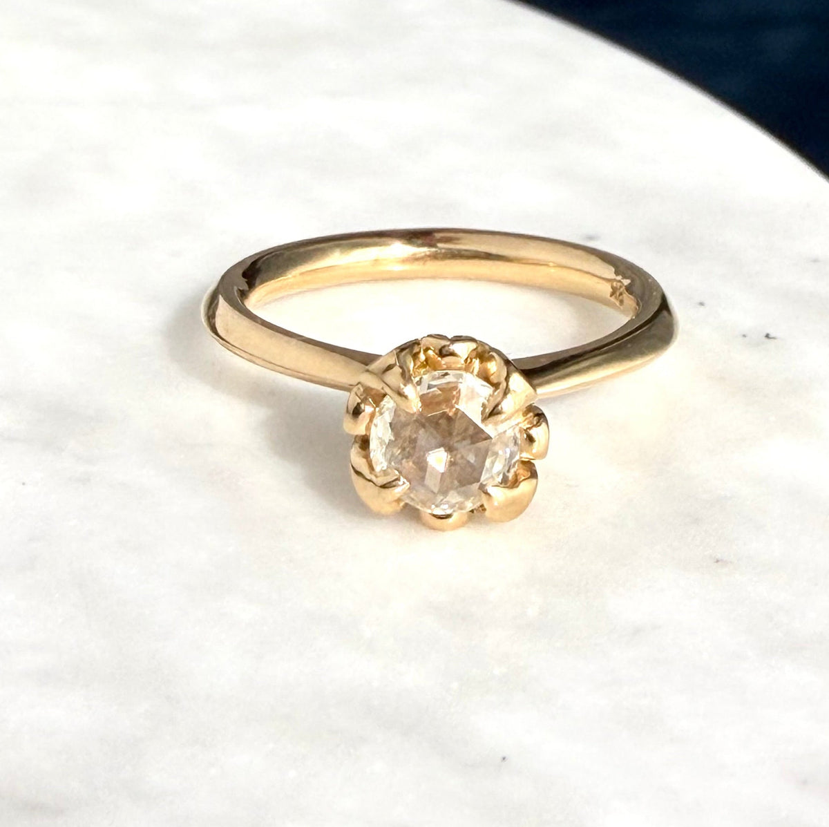 "Nova" Filigree Solitaire Ring 18ky Natural Diamond