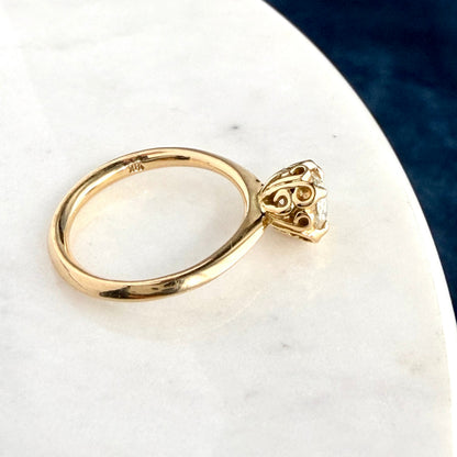 "Nova" Filigree Solitaire Ring 18ky Natural Diamond