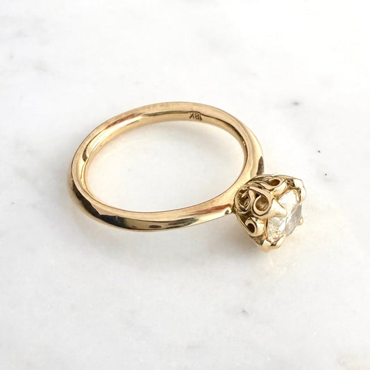 "Nova" Filigree Solitaire Ring 18ky Natural Diamond