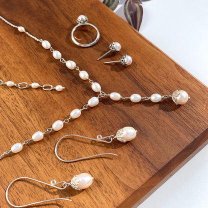 Pearls & Filigree Lariat Necklace