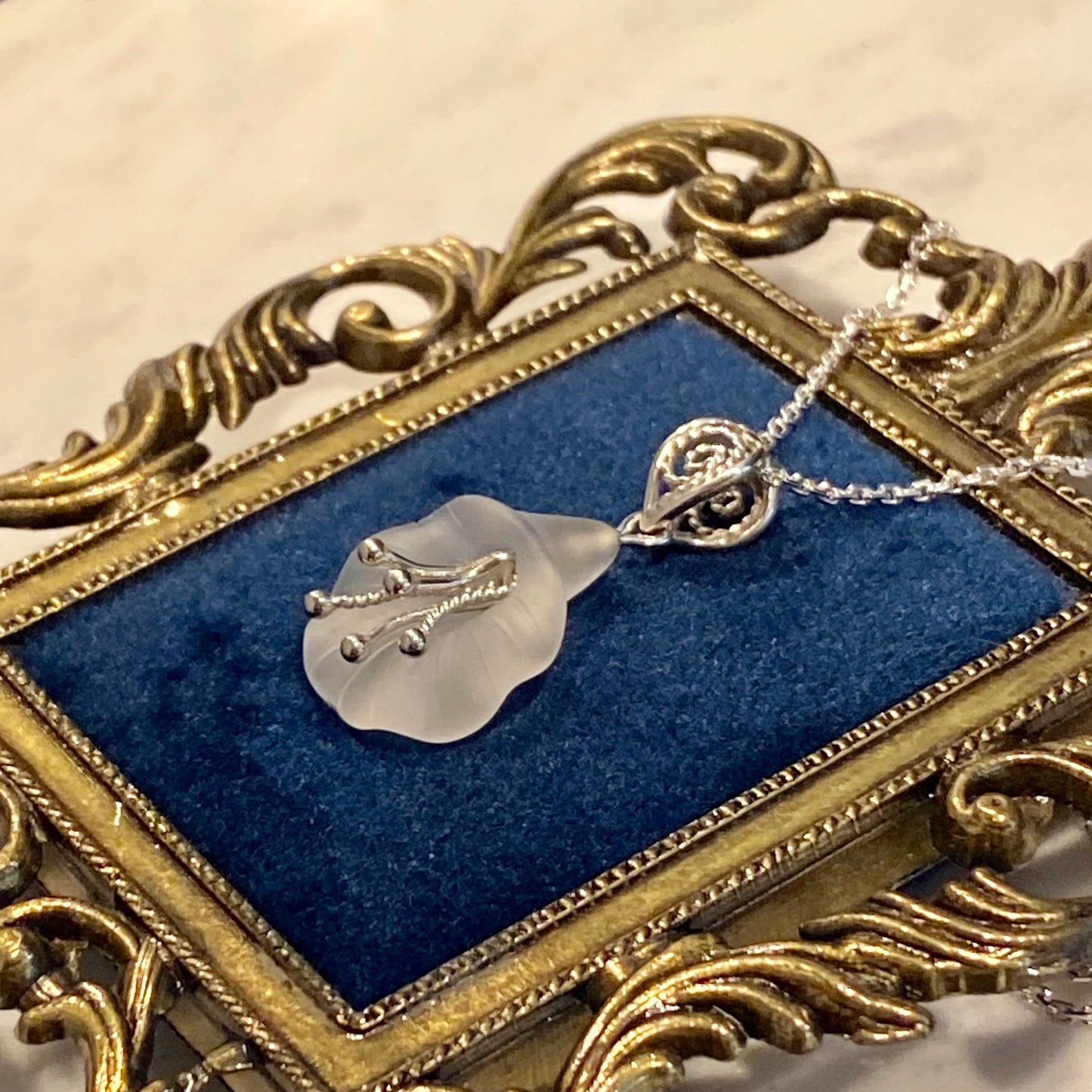 Handcarved Bellflower Pendant Silver