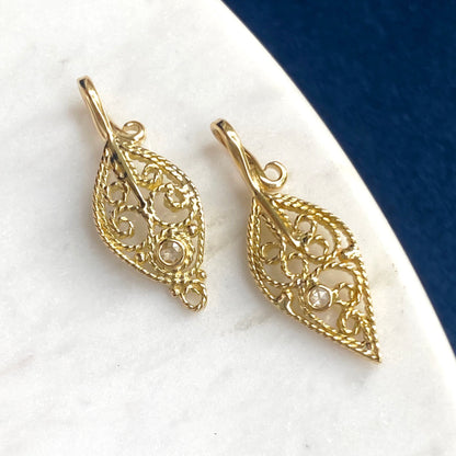 Gold Filigree Leaf Charms