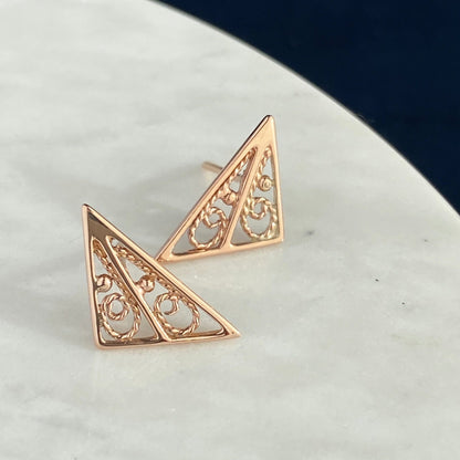 Triangle Trusses Filigree Stud Earrings