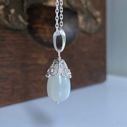 Silver Filigree Moonstone Teardrop Pendant