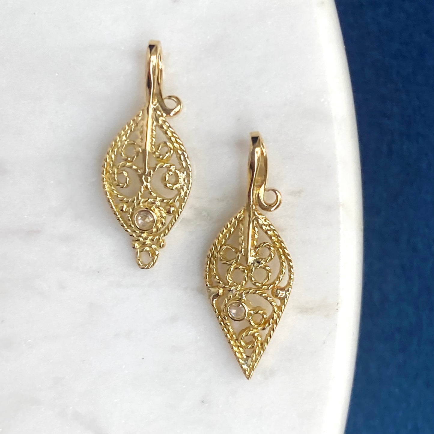 Gold Filigree Leaf Charms