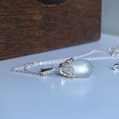 Silver Filigree Moonstone Teardrop Pendant