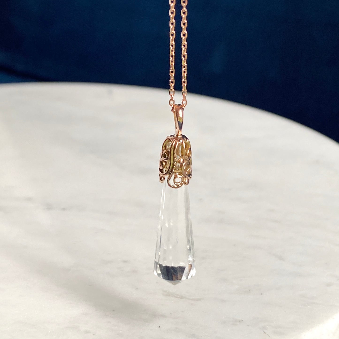 Cylinder Prism Gold Filigree Pendant