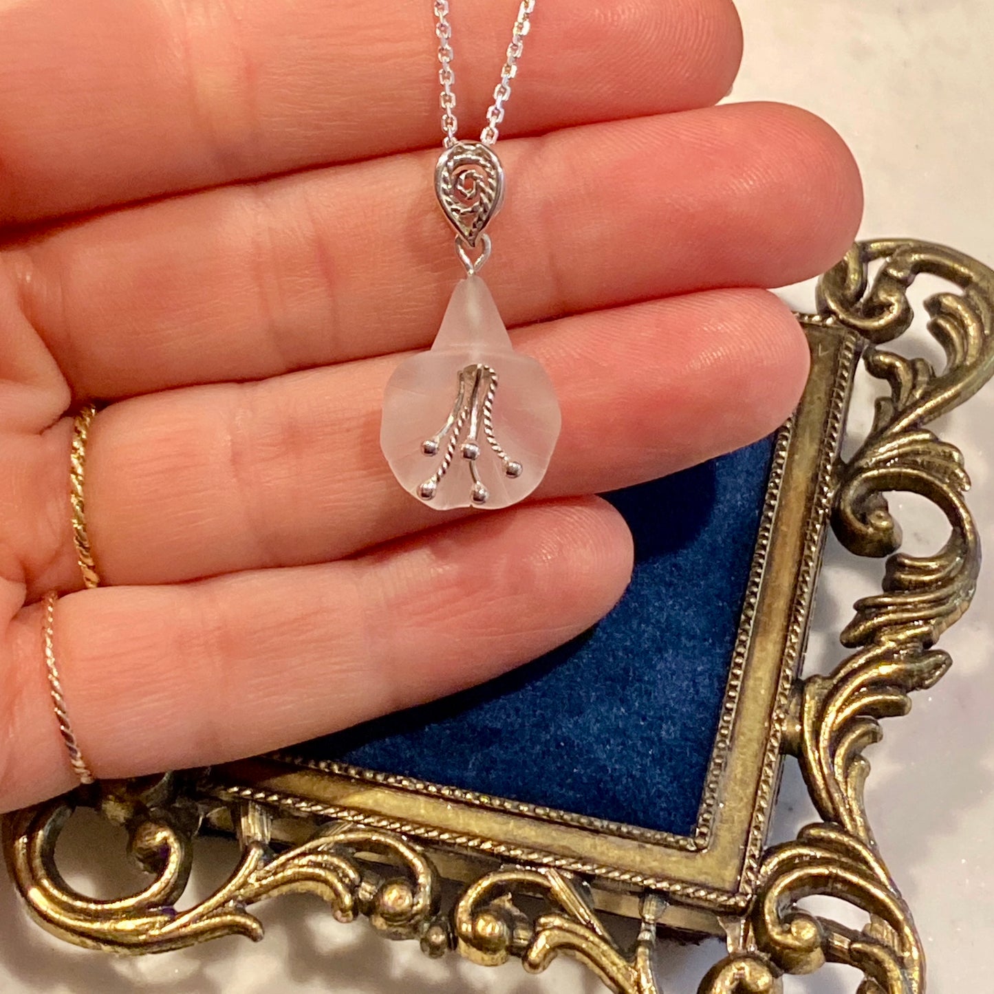 Handcarved Bellflower Pendant Silver