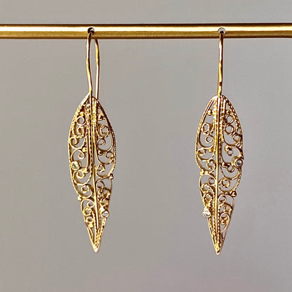 Vining Gold Filigree Diamond Earrings