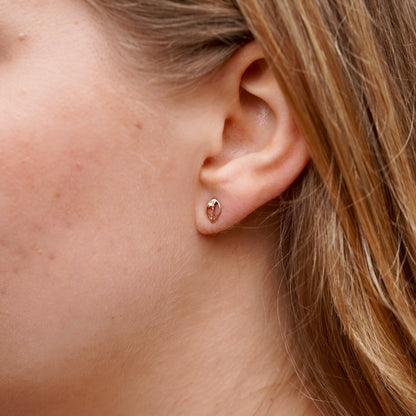 Mini Leaf Stud Earrings 14k Rose & 18k Gold