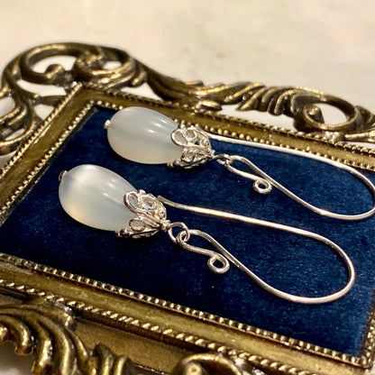 Moonstone Filigree Teardrop Earrings