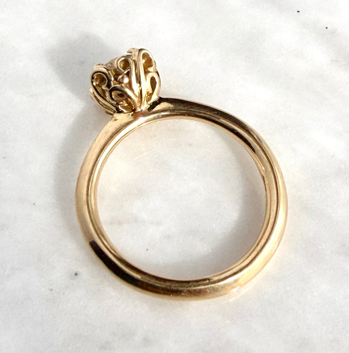 "Nova" Filigree Solitaire Ring 18ky Natural Diamond