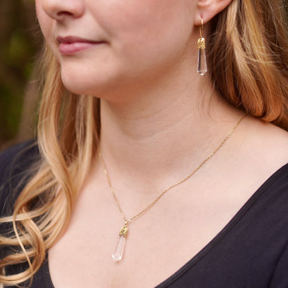 Cylinder Prism Gold Filigree Earrings