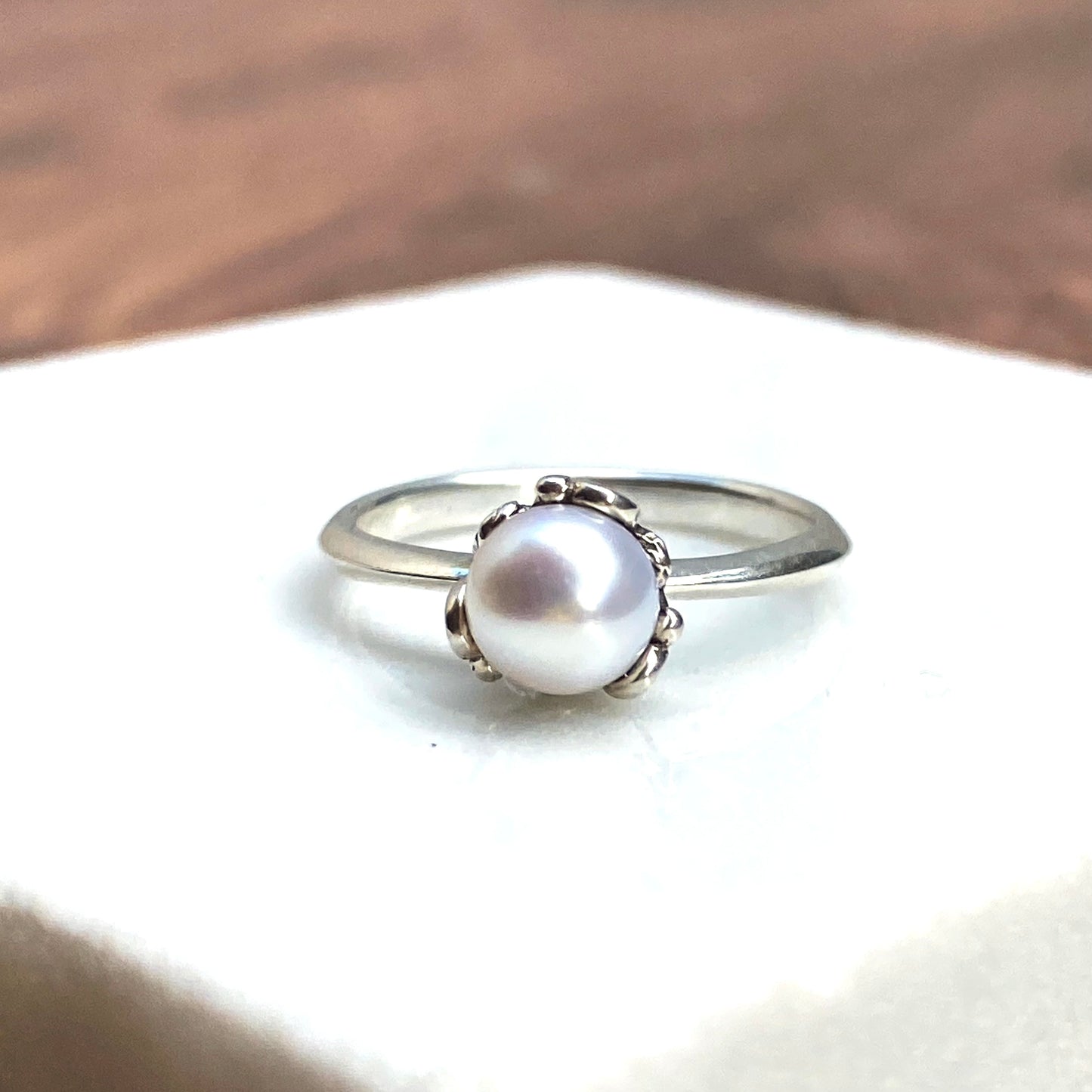 Pearl Solitaire Filigree Ring