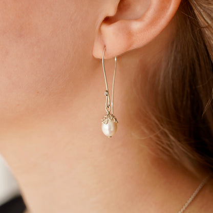 Pearl Teardrop Filigree Earrings