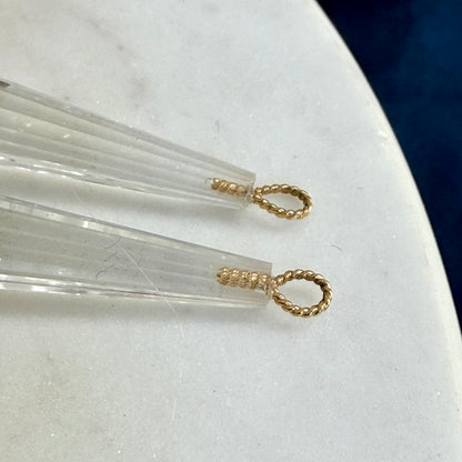 Quartz Crystal Cylinder Earring Dangles 18k