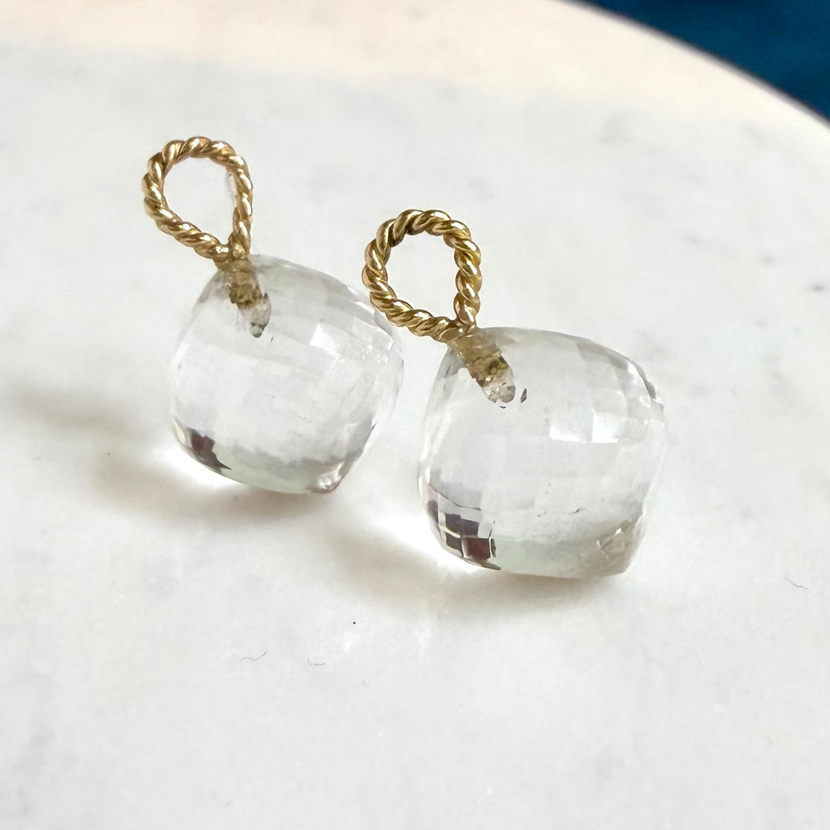 Quartz Crystal Onion Earring Dangles 18k