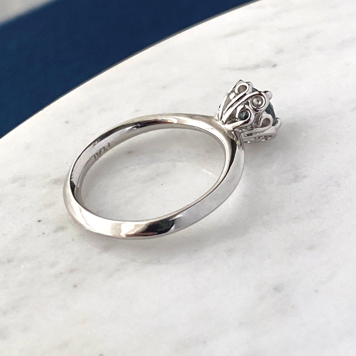 "Nova" Filigree Solitaire Ring 18ky Natural Diamond