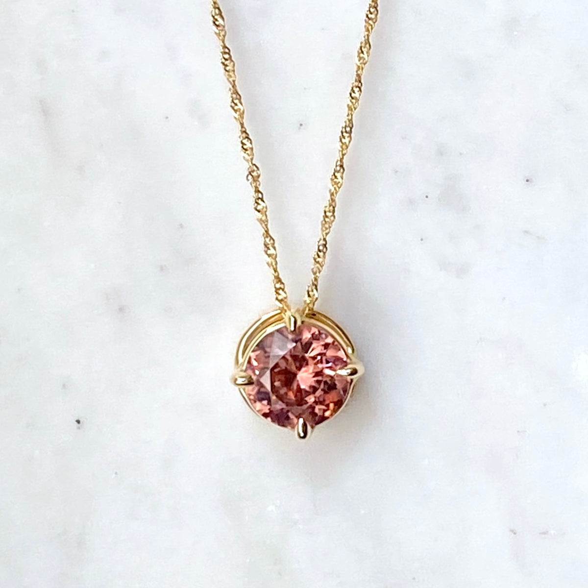 Natural Zircon Filigree Skylight Pendant 18k