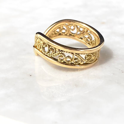 "Wishband" Wishbone Filigree Ring Band