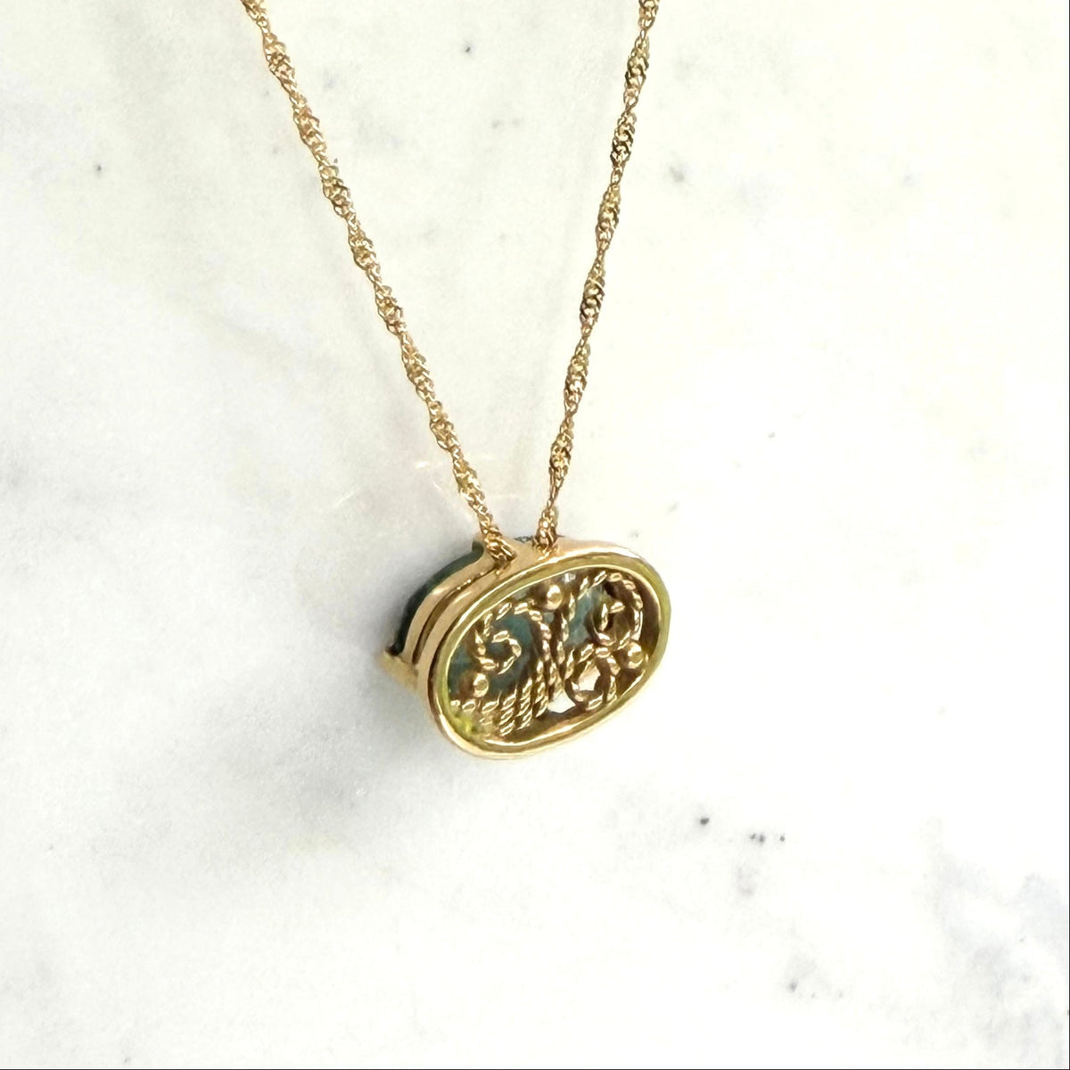 Tourmaline Filigree Skylight Pendant 18k