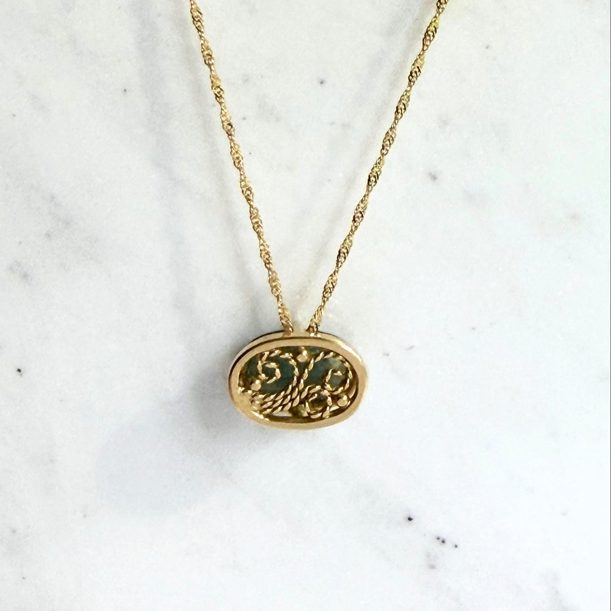 Tourmaline Filigree Skylight Pendant 18k
