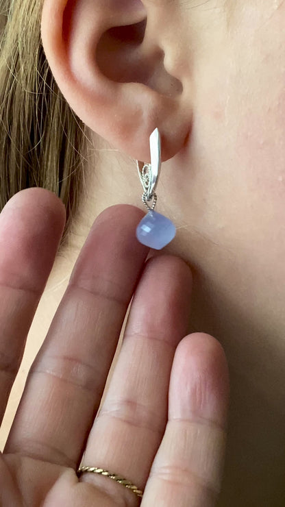 Blue Chalcedony Onion Earring Dangles-940 Silver