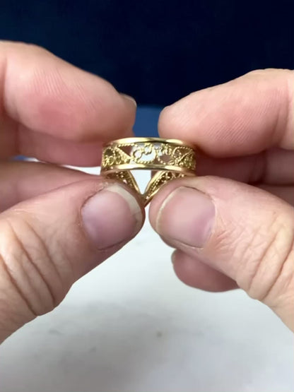 "Wishband" Wishbone Filigree Ring Band