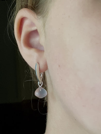 Rose Quartz Onion Earring Dangles-940 Silver