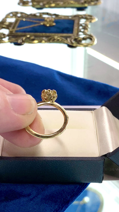 "Nova" Filigree Solitaire Ring 18ky Natural Diamond