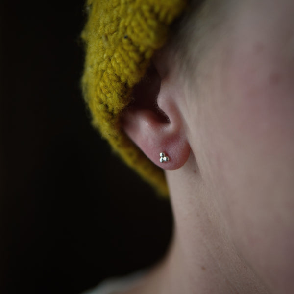 Trio Silver Fused Bubble Stud Earrings
