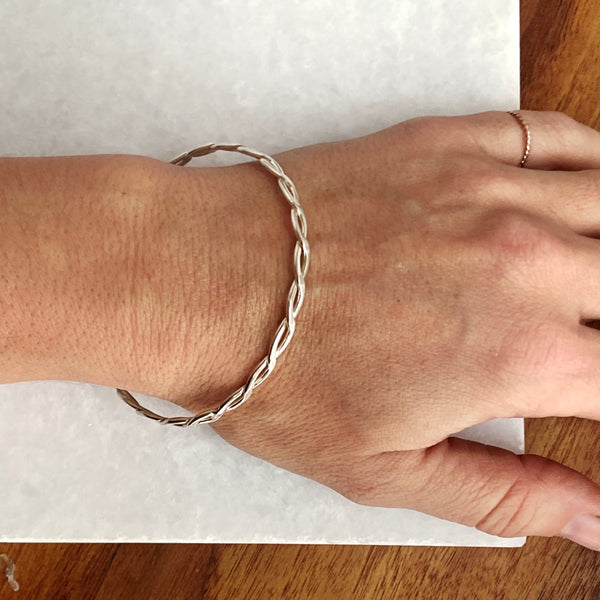 Entwined Twisted Silver Bangle