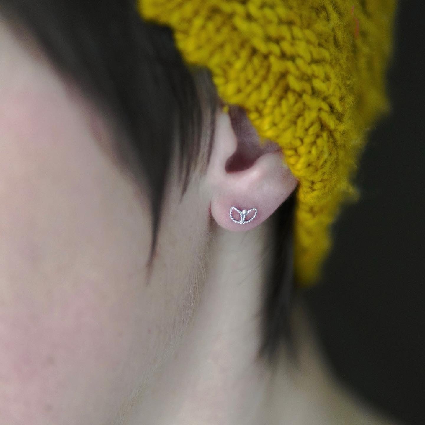 Filigree Tulip Stud Earrings Silver