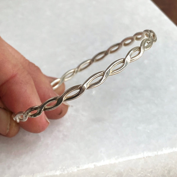 Entwined Twisted Silver Bangle